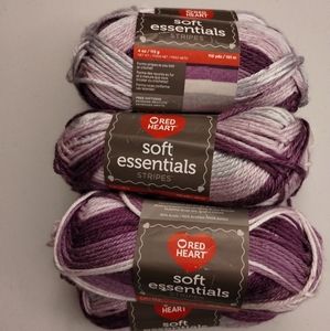 6 Brand New Red Heart Soft Essentials Stripes Yarn